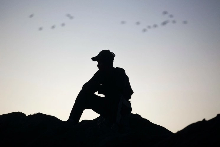 Migrante a las orillas del Río Suchiate el pasado 21 de enero de 2019. Foto Víctor Camacho