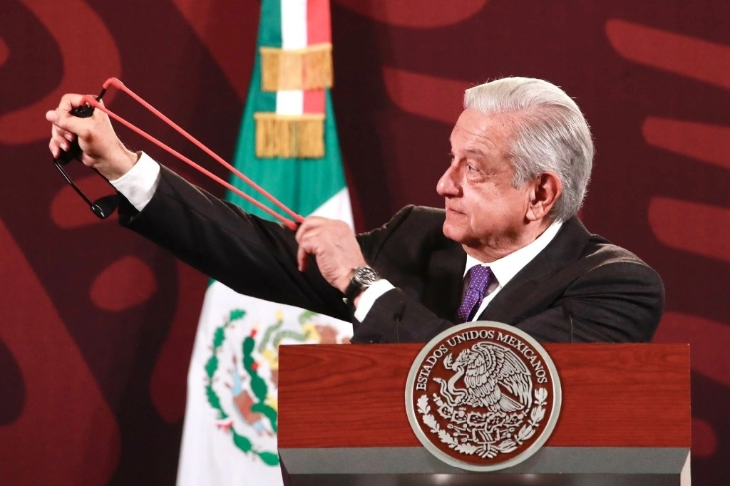 El presidente de México, Andrés Manuel López Obrador, durante su conferencia matutina en Palacio Nacional, en la Ciudad de México, el 12 de marzo de 2024. Foto Luis Castillo