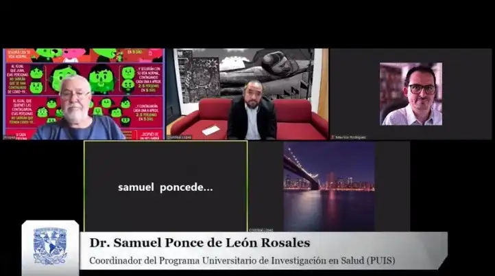 La predicción oficial es que probablemente en tres semanas se verá el punto máximo de contagios, y se podría pensar que en las siguientes siete u ocho semanas bajará, dijeron los especialistas. Imagen tomada de la transmisión en directo vía YouTube