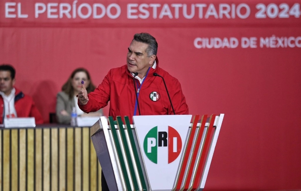 En la imagen, discurso de Alejandro Moreno Cárdenas, después de recibir la constancia como triunfador en la elección de presidente del PRI. Marco Peláez