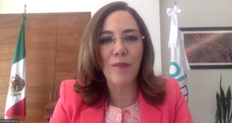 La comisionada Blanca Ibarra, presidenta del Consejo Nacional del Sistema Nacional de Transparencia. Imagen tomada del Twitter @CONAIP_SNT 