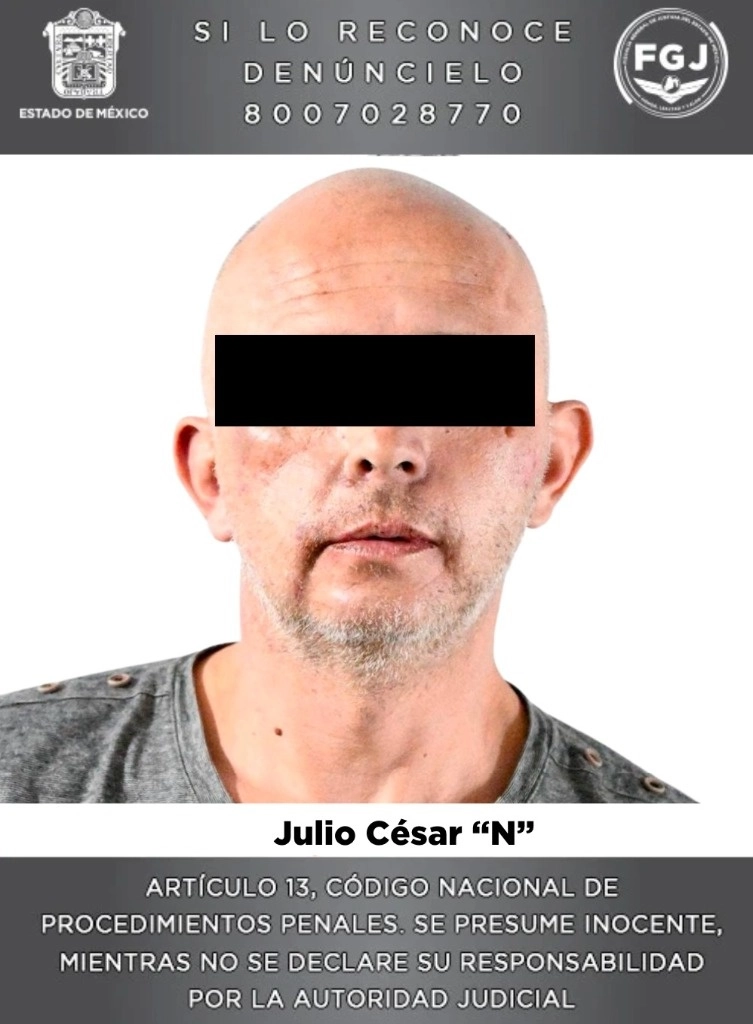 Julio César "N" fue detenido en flagrancia durante el atentado. Foto Fiscalía Edomex