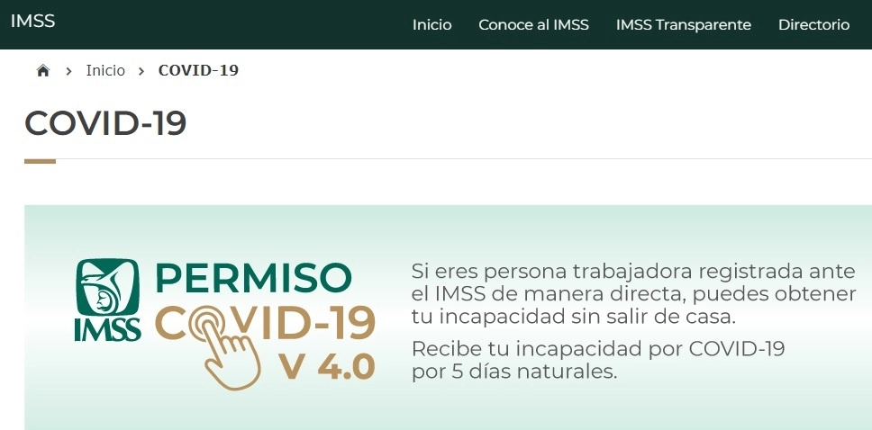 Con la herramienta digital del IMSS, COVID 4.0, se puede solicitar incapacidad sin salir de casa. Foto tomada del sitio de http://www.imss.gob.mx/covid-19

 