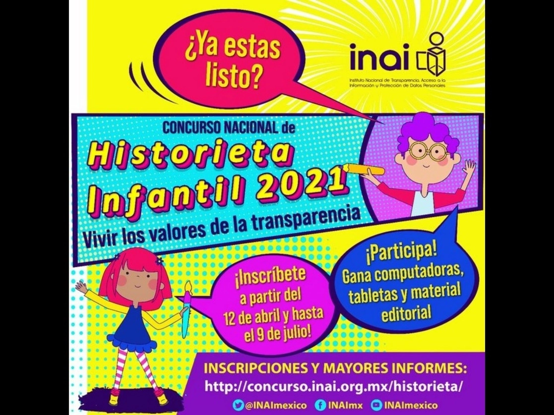 La finalidad es estimular la expresión creativa de las y los menores, fomentar los valores relacionados con la transparencia y contribuir a la formación de una infancia informada sobre lo que ocurre en su entorno. Imagen tomada del Twitter del @INAImexico