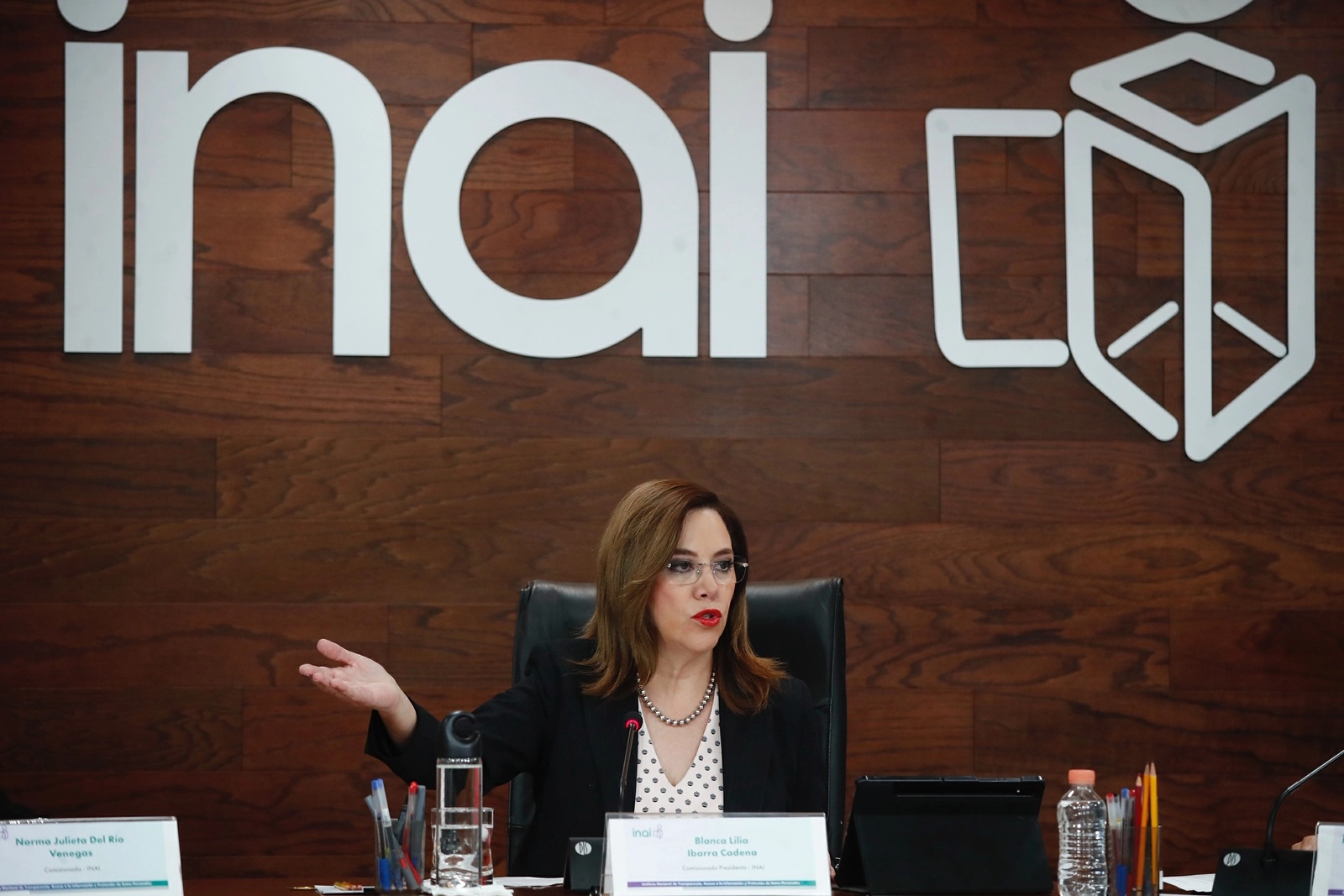 "Hemos hecho innumerables llamados para que este organismo autónomo pueda contar con el quorum completo de siete comisionadas y comisionados, así que esperamos que esto se resuelva en este periodo ordinario de sesiones”, expresó la comisionada presidenta del Inai, Blanca Lilia Ibarra, tras la inauguración de la Semana Nacional de Transparencia. Foto Cristina Rodríguez / Archivo