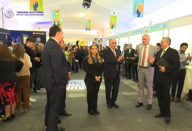 Representantes de los magistrados inauguraron la Feria del Libro del TEPJF. Imagen tomada de la transmisión en vivo 