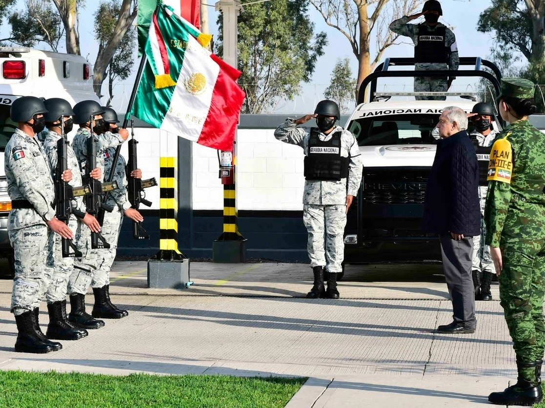 El presidente Andrés Manuel López Obrador durante la inauguración de instalaciones de la Guardia Nacional en Soledad de Graciano Sánchez, San Luis Potosí, el 24 de enero de 2021. Foto cortesía Presidencia