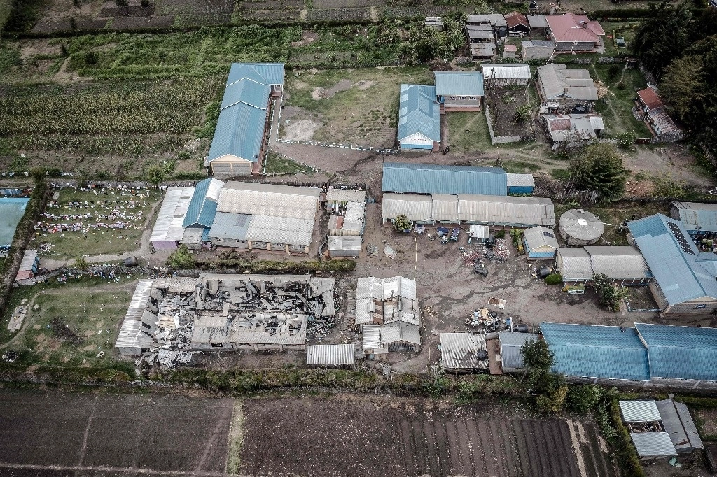 La Academia Hillside Endarasha del condado de Nyeri tras el incendio registrado el 6 de septiembre de 2024. Foto Afp