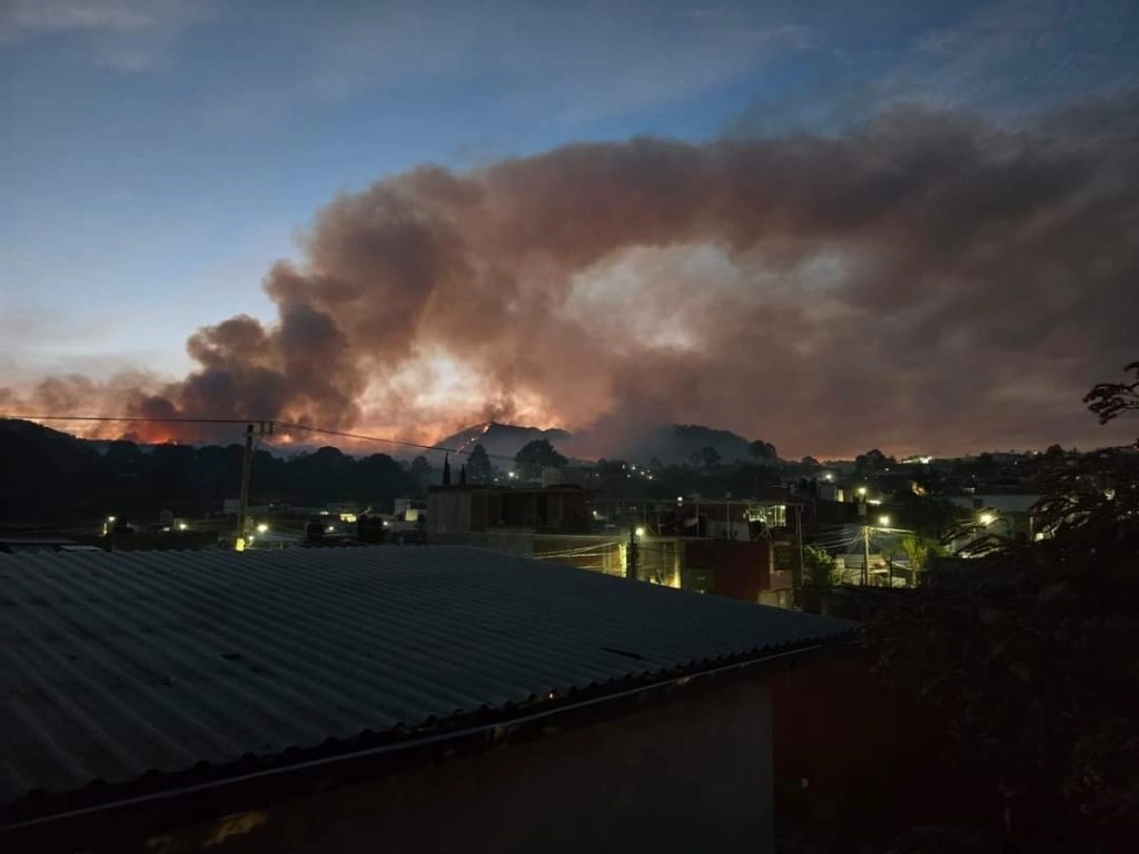 Cerca de 150 brigadistas combaten los incendios que afectan las inmediaciones del Parque Nacional de Uruapan. Foto ‘La Jornada’