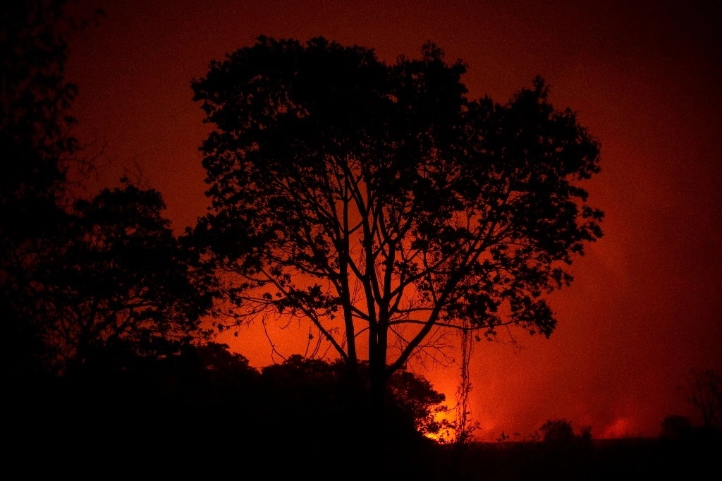 Los incendios persisten en la reserva ecológica de Copaibo, en la zona este de Bolivia, cercana a Brasil. Foto Afp