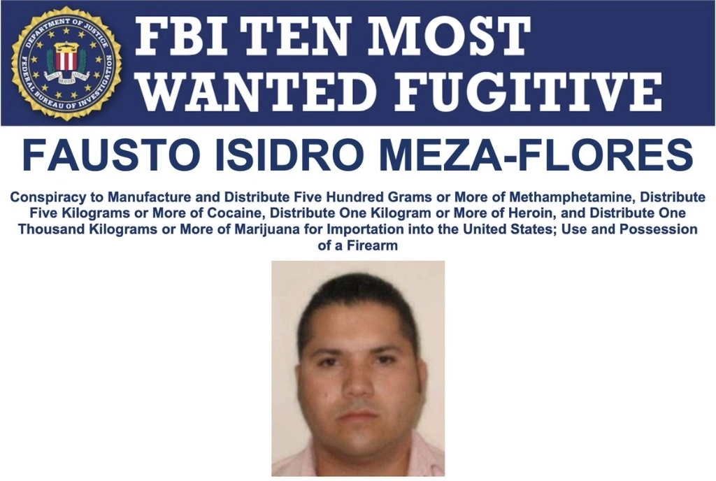 El FBI agregó este martes a Fausto Isidro Meza-Flores a la lista de los 10 fugitivos más buscados. Foto @FBINorfolk
