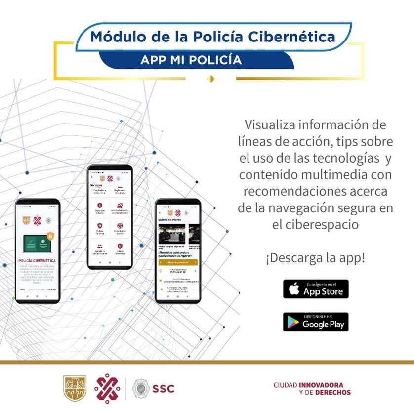 Desde el primero de julio, se lanzó la versión 4.0.19 de la App, que incluye un módulo de la policía cibernética. Imagen cortesía de la Secretaría de Seguridad Ciudadana