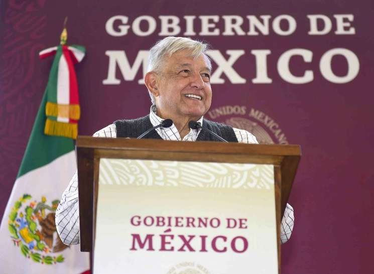 El presidente Andrés Manuel López Obrador durante su gira de trabajo por Nuevo Casas Grandes. Foto Presidencia
