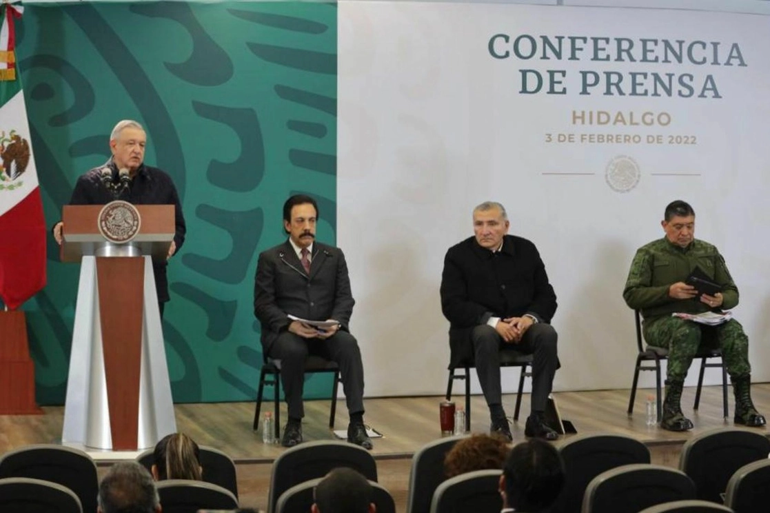 El presidente Andrés Manuel López Obrador durante su conferencia matutina en el Centro C5i, en Zapotlán de Juárez, Hidalgo, el 3 de febrero de 2022. Foto Cuartoscuro