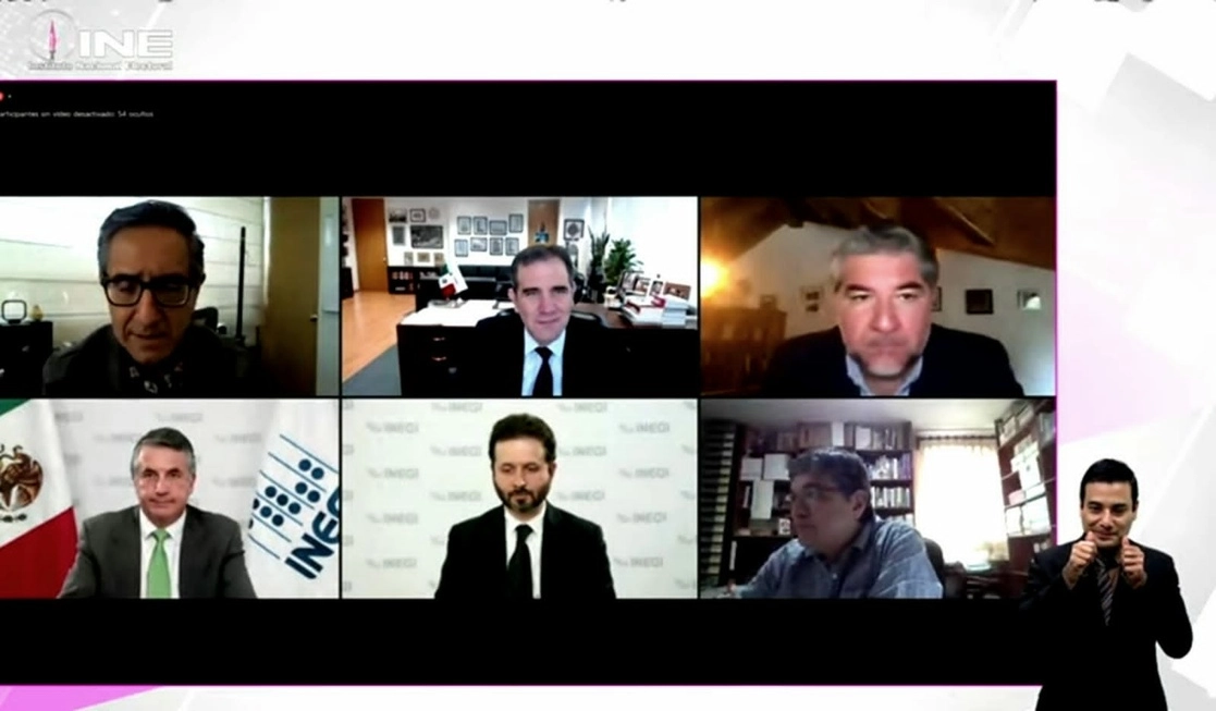 Autoridades del INE e Inegi durante la presentación de de las Estadísticas Censales a Escala Geoelectorales 2020. fOTO cortesía INE 