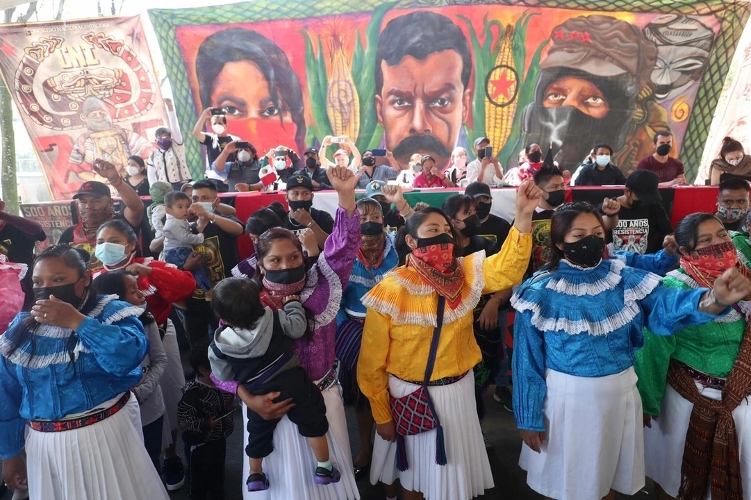 Integrantes de movimiento indígena en CDMX en imagen de archivo. Foto
