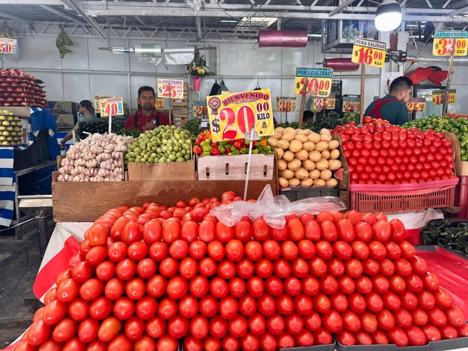 Venta de verduras en un local de la Ciudad de México, el 15 de abril de 2025. Foto 