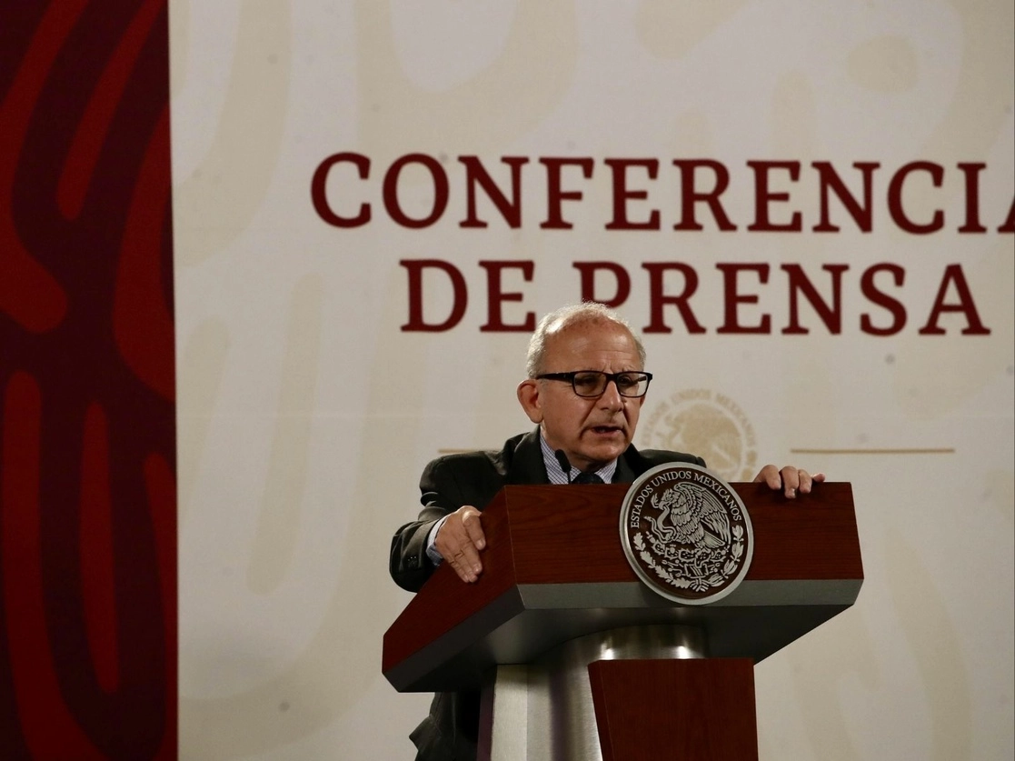 El titular del Instituto Nacional de Antropología e Historia, Diego Prieto, durante su exposición en la conferencia presidencial de este jueves 21 de julio. Foto Yazmín Ortega Cortés