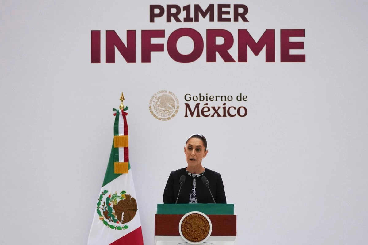 La presidenta Claudia Sheinbaum durante su primer Informe de gobierno desde Palacio Nacional, el 1 de septiembre de 2025. Foto 