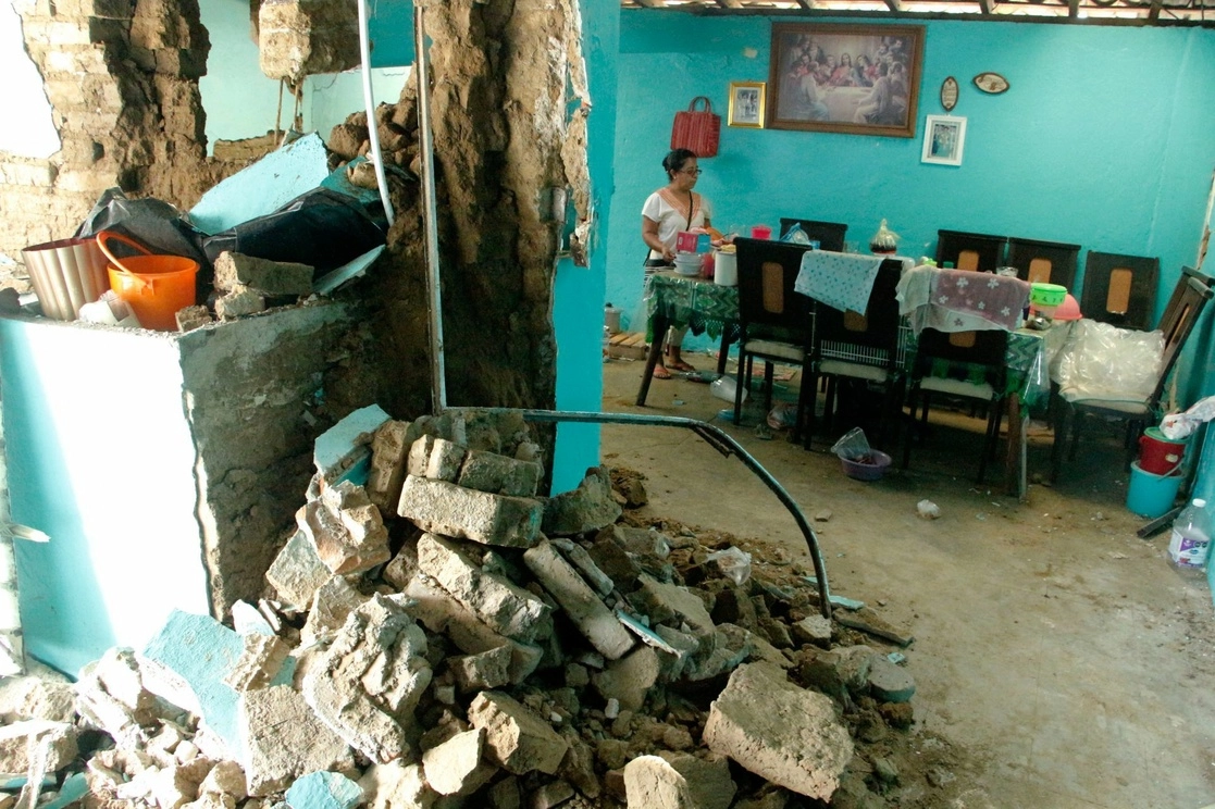 Casa afectada en el municipio de Xaltianguis, Guerrero, por el sismo del 7 de septiembre de 2021. Foto Cuartoscuro  