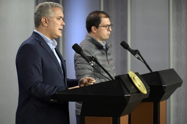 El presidente Iván Duque anunció en una alocución a los colombianos que la medida busca “sortear esta tempestad llamada coronavirus”. Foto Xinhua