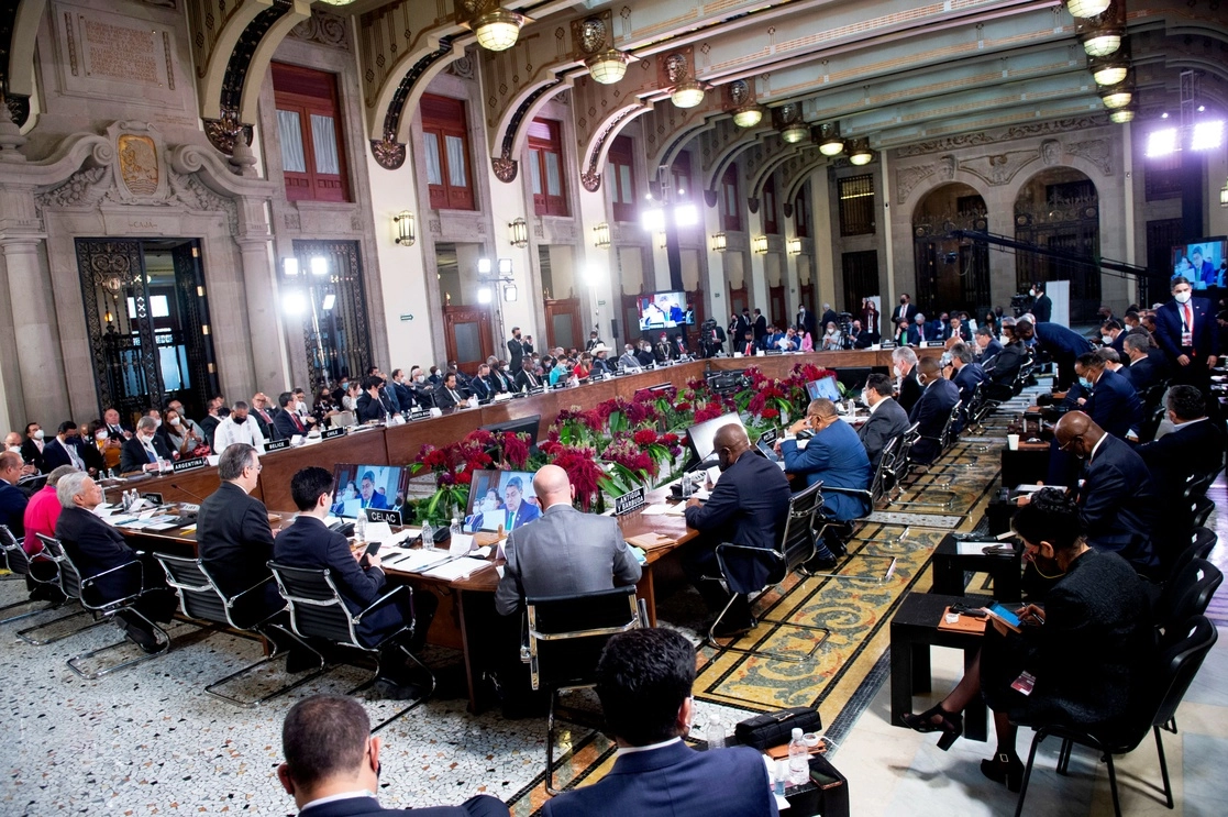 Jefes de Estado y de Gobierno durante la inauguración de la VI Cumbre de la Comunidad de Estados Latinoamericanos y Caribeños, desde Palacio Nacional, Ciudad de México, el 18 de septiembre de 2021. Foto cortesía Presidencia