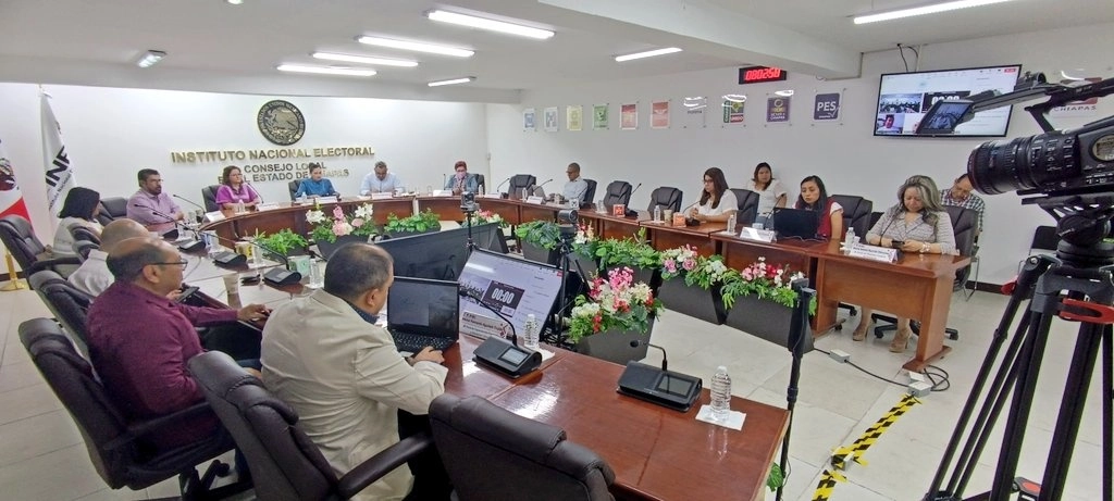 Sesión del consejo electoral en Chiapas en imagen de archivo tomada de su perfil de X.