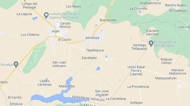 El accidente en el que perdieron la vida una mujer y una menor de nacionalidad hondureña, registró en una carretera de Hidalgo. Foto Google maps