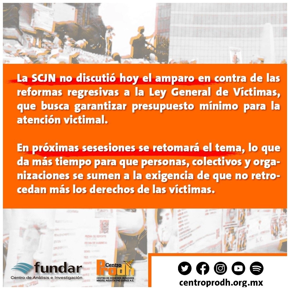 El amparo fue promovido por el Centro Prodh a raíz de la reforma realizada en 2020. Foto tomada de X @CentroProdh.