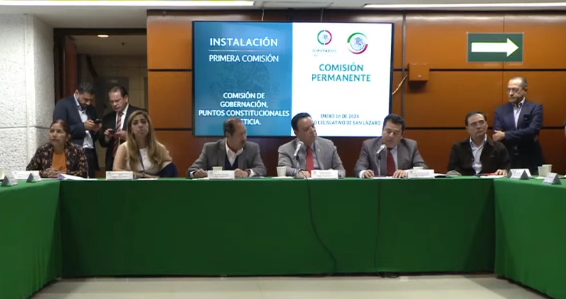 Instalación de la Primera Comisión de Gobernación, Puntos Constitucionales y Justicia, de la Permanente. Fotograma tomado de la transmisión en vivo