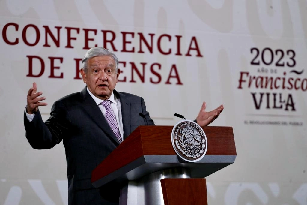 El presidente de México, Andrés Manuel López Obrador, durante su conferencia matutina en Palacio Nacional, en la Ciudad de México, el 22 de febrero de 2023. Foto Roberto García Ortiz