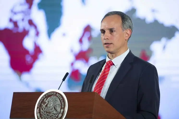 El subsecretario de Prevención y Promoción de la Salud, Hugo López-Gatell, durante la conferencia matutina en Palacio Nacional. Foto Presidencia