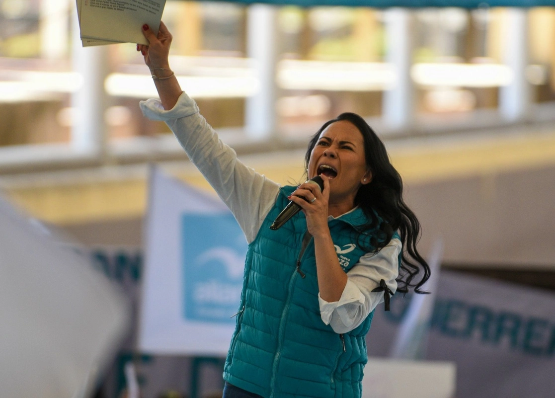 Alejandra del Moral tomó protesta como candidata a la gubernatura del Estado de México por el partido Nueva Alianza el 25 de febrero de 2023. Foto Cuartoscuro