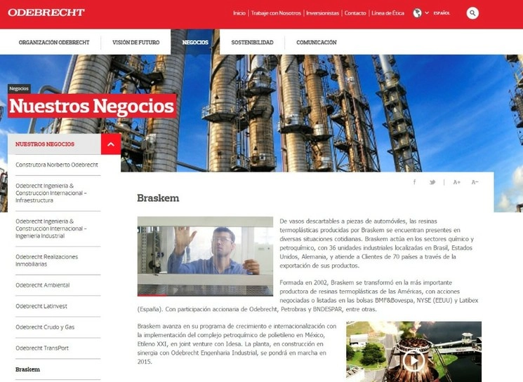 Portal de Braksem en internet