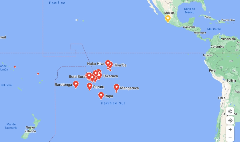 Poblaciones indígenas de las Islas Polinesas podría tener origen en regiones de América Latinas. Foto Google Maps