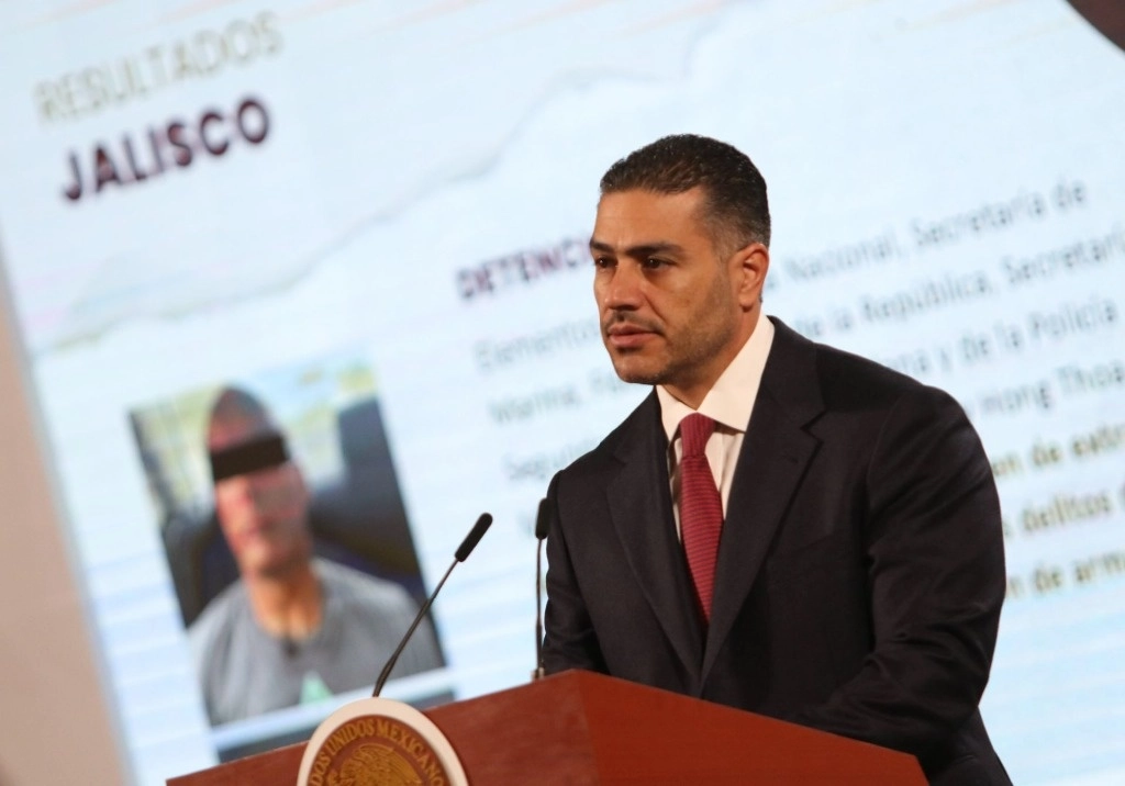 Omar García Harfuch, secretario de Seguridad y Protección Ciudadana, durante la conferencia mañanera. Foto Cuartoscuro 