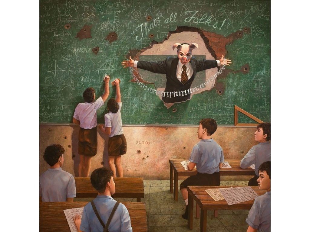 '¡Esto es todo!' (2022), técnica mixta sobre tela, pieza de Rocío Caballero que forma parte de la exposición La alquimia del poder. Foto Jorge Vértiz Gargollo/cortesía Aldama Fine Art



