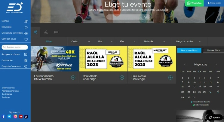 Las inscripciones para el evento son a través de la página https://www.emociondeportiva.com/home/eventos/?tipo=3 