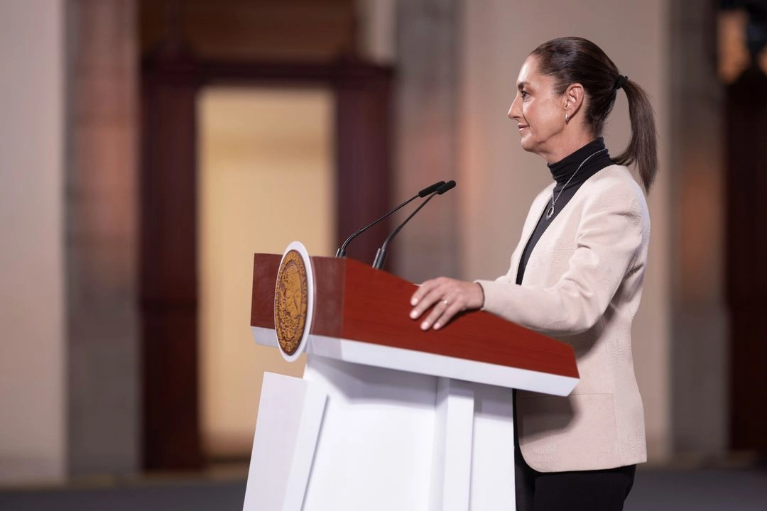 La presidenta Claudia Sheinbaum, durante su conferencia de este martes 11 de marzo.

