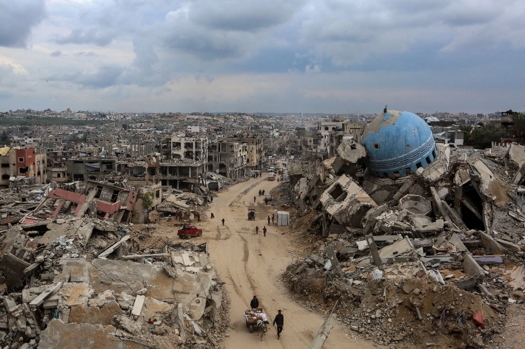 Viviendas destruidas, en Beit Hanoun, en el norte de la Franja de Gaza, el 22 de febrero de 2025. Foto Xinhua