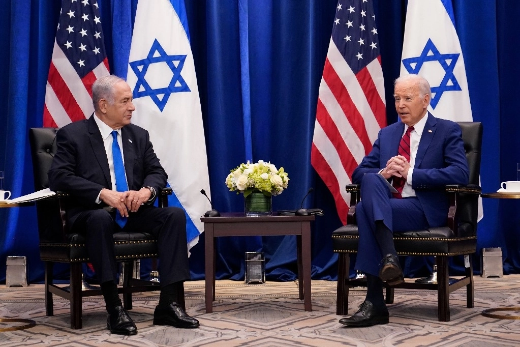Joe Biden, presidente de EU y Benjamin Netanyahu, primer ministro de Israel, en una reunión en Nueva York, el 20 de septiembre de 2023. Foto Ap