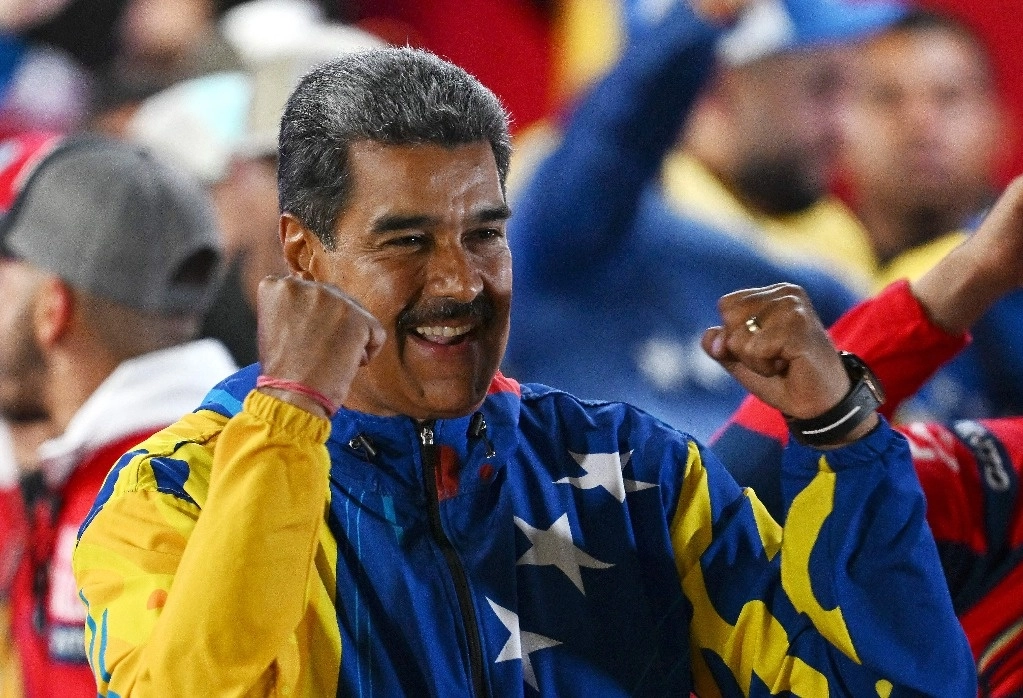 Nicolás Maduro, reacciona tras los resultados de las elecciones presidenciales en Caracas el 29 de julio de 2024. Foto Afp