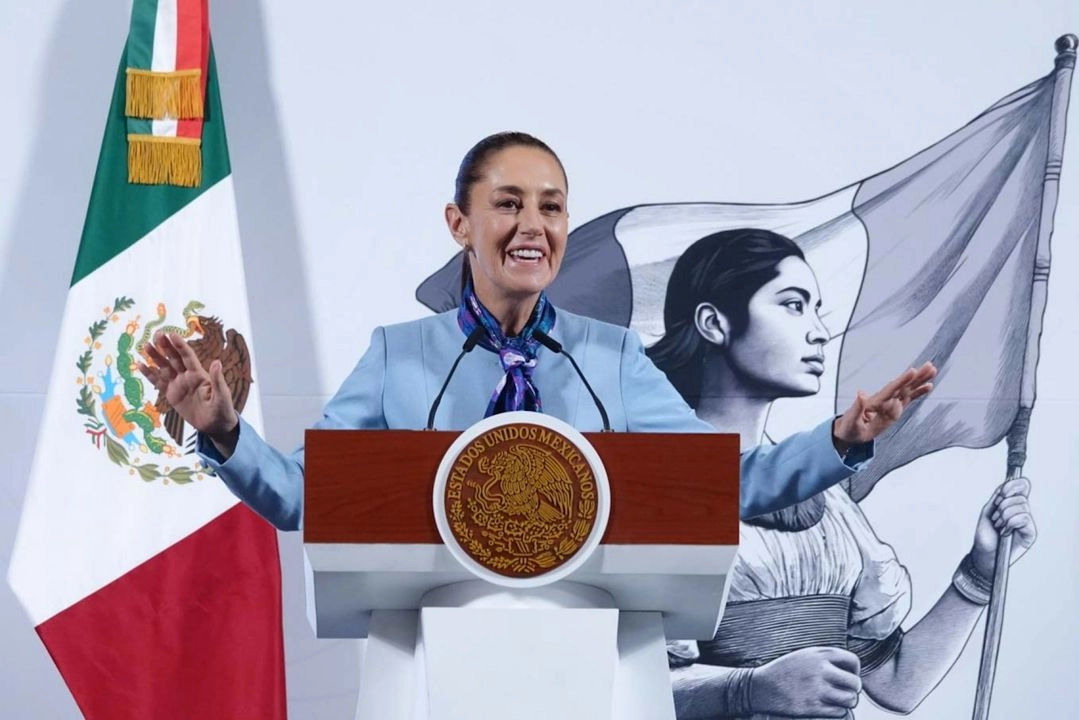 La presidenta Claudia Sheinbaum durante la conferencia matutina en Palacio Nacional, el 12 de marzo de 2025. Foto