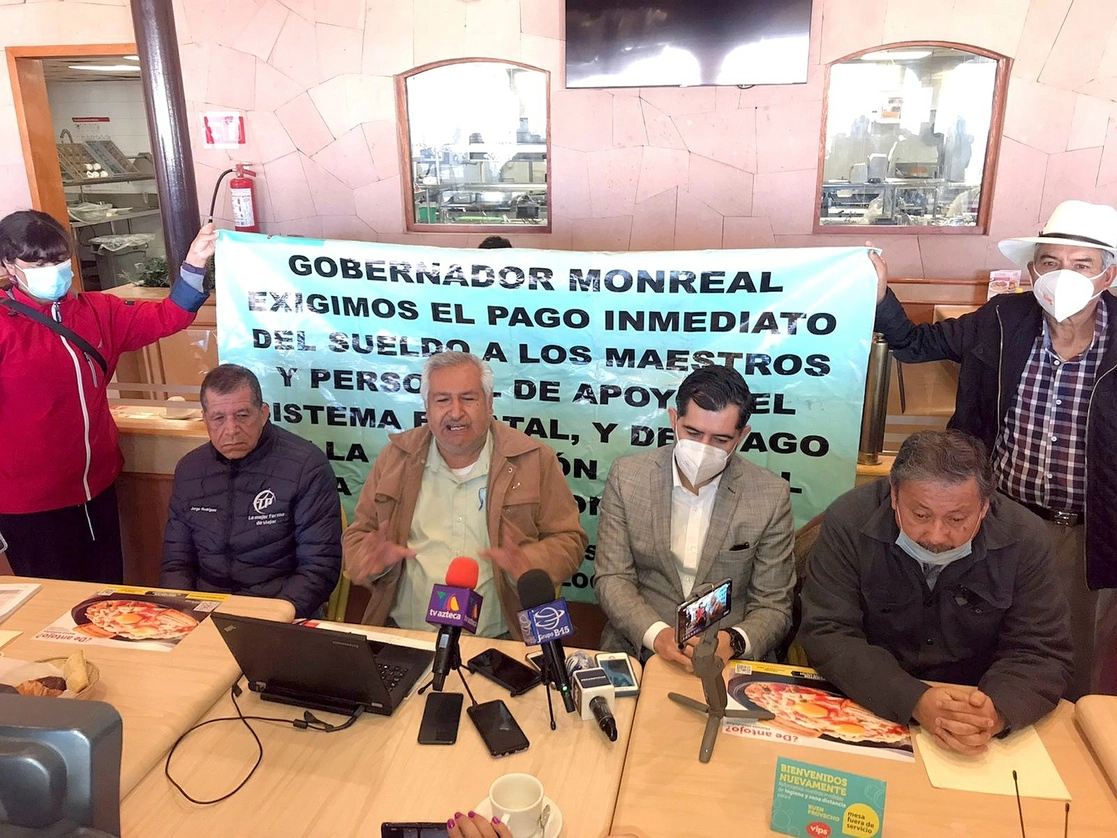 Conferencia de prensa del movimiento de bases del Issstezac. Foto Alfredo Valadez