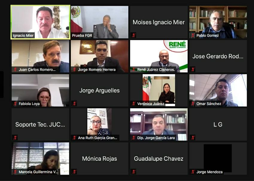 Captura de pantalla de la reunión virtual de la Jucopo