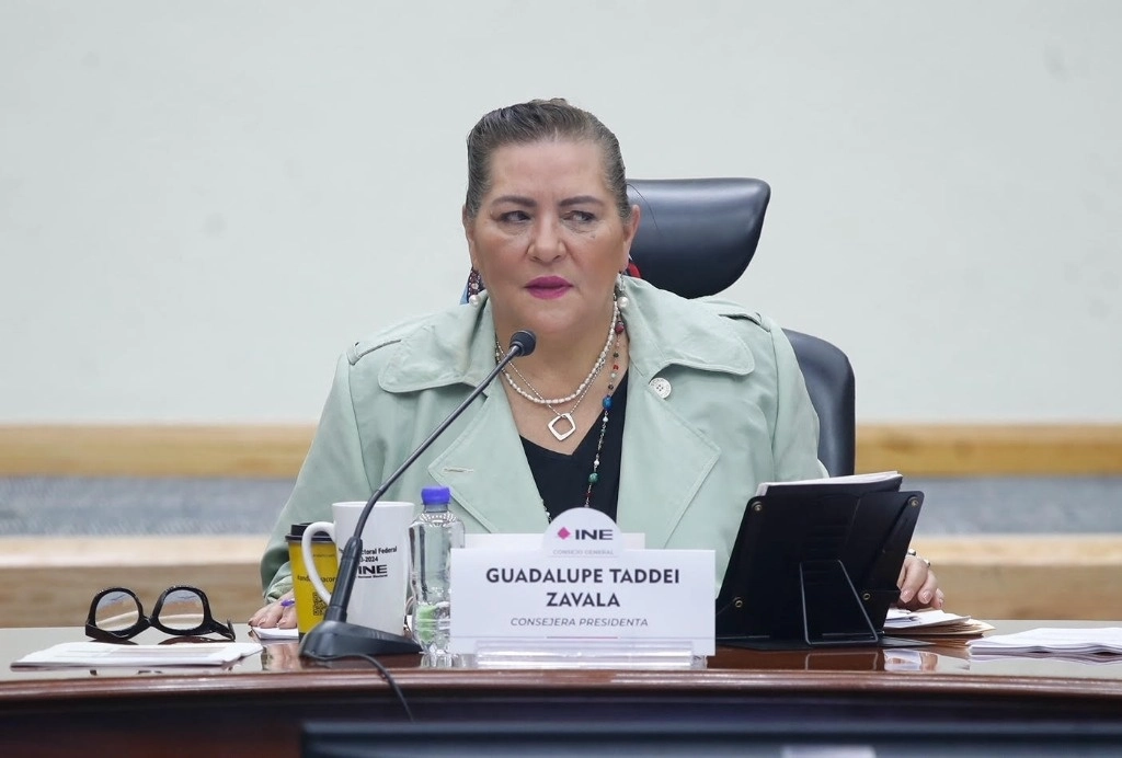 Guadalupe Taddei, consejera presidenta del INE, en sesión ordinaria del organismo, el 26 de septiembre de 2024. Foto Cristina Rodríguez  