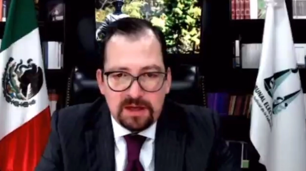 El presidente del Tribunal Electoral del Poder Judicial de la Federación, José Luis Vargas Valdez durante una sesión de trabajo. Fotograma tomado del video emitido por el TEPJF