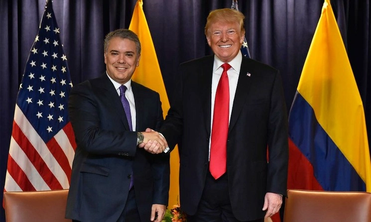 El presidente de Colombia, Iván Duque y el mandatario de EU, Donald Trump anunciaron en mayo una cooperación contra el narcotráfico. Foto Tomada de la página de la presidencia de Colombia