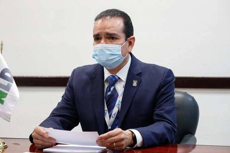 El alcalde Enrique Rivas Cuéllar informó que julio fue el peor mes para Nuevo Laredo en el tema Covid-19. Foto Carlos Figueroa