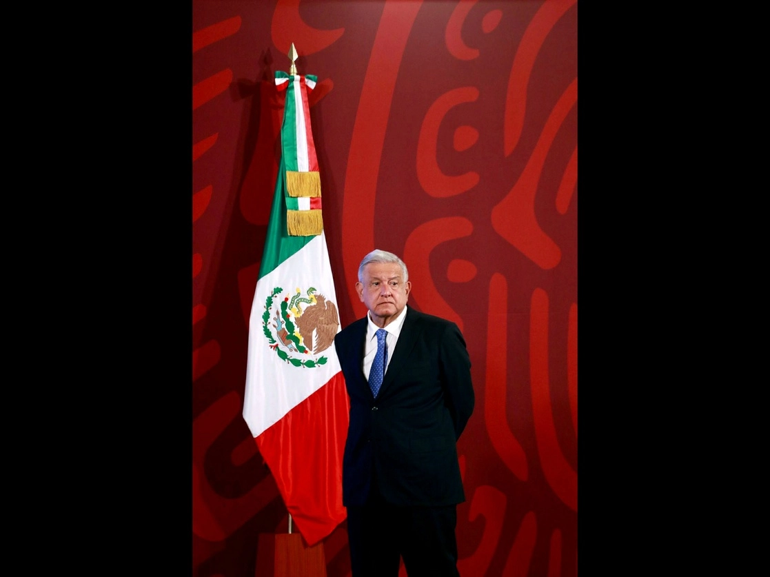 El presidente de México, Andrés Manuel López Obrador, durante su conferencia matutina en Palacio Nacional, en la Ciudad de México, el 25 de agosto de 2022. Foto Luis Castillo